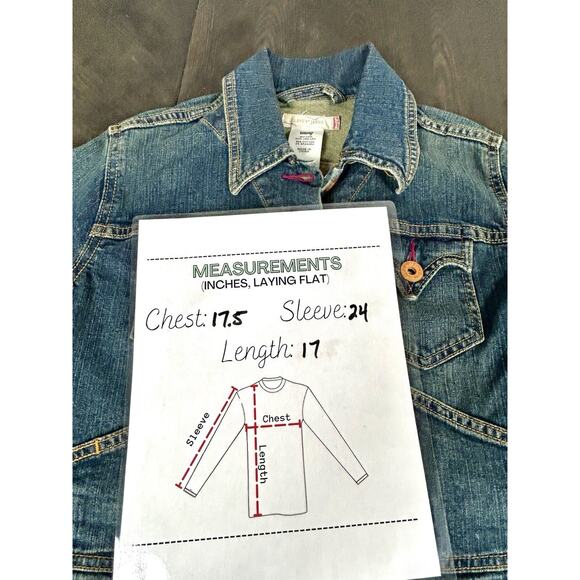 Levi Strauss Girls' Blue Jeans Jacket Cropped Size M 10-12YRS Big Kid EUC - Picture 8 of 12